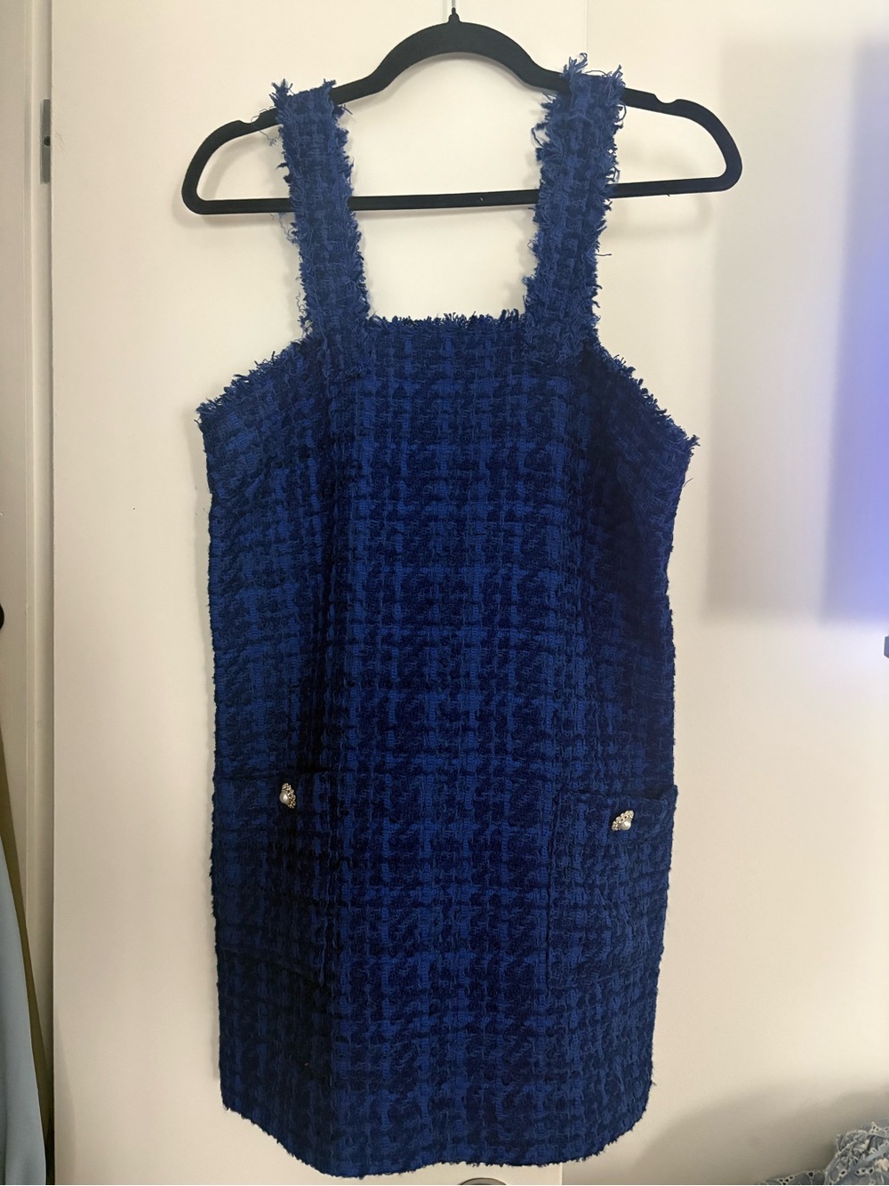 Zara Royal Blue Tweed Pinafore Dress